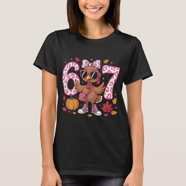 Joli T-shirt graphique pour les 67 ans avec dinde, (Devant)