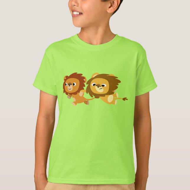 Joli T-shirt Lions en caricature pour enfants pres (Devant)