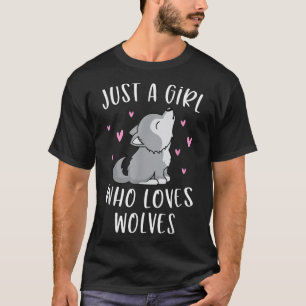 Joli T-Shirt Loup Pour Filles Juste Une Fille Qui