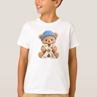 Joli T-Shirt Ourson avec Lettre X Marin pour Garço