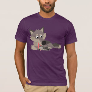 Joli T-shirt papa caricature Wolf and Pups
