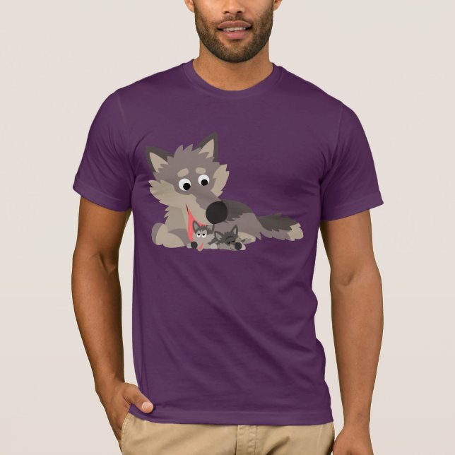 Joli T-shirt papa caricature Wolf and Pups (Devant)