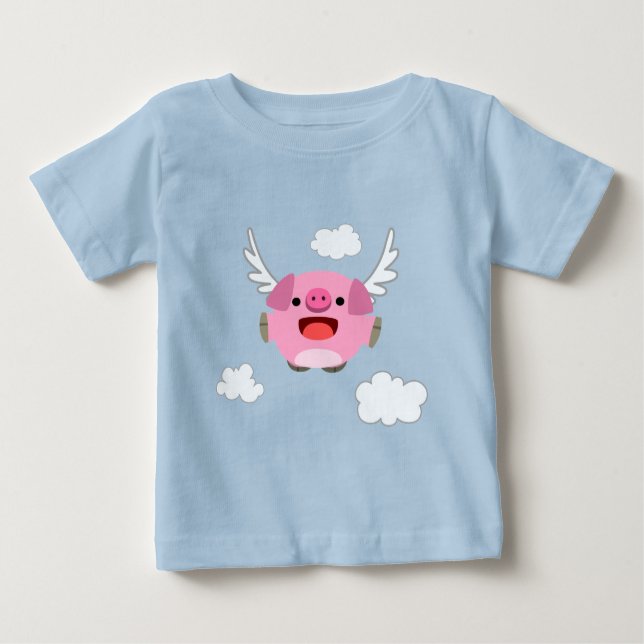Joli T-Shirt Pig Pig Flying Cartoon (Devant)
