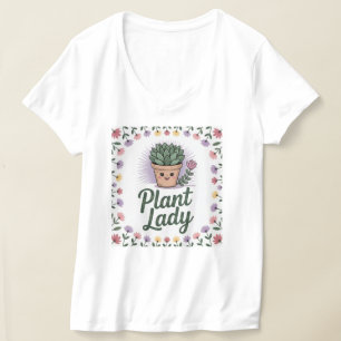 Joli T-shirt Plante Lady Plante Poteté Cadre Fleur