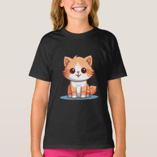 Joli T-Shirt pour enfants visage de chat en carica