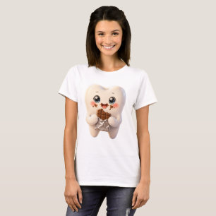 Joli T-Shirt pour Femme Mangeant du Chocolat aux D
