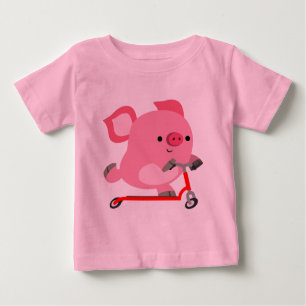 Joli T-shirt Scooter équitation Cartoon Pig Baby
