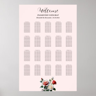 Joli tableau de sièges aux roses roses blanches ro