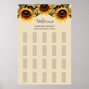 Joli tableau mariage de tournesols élégant