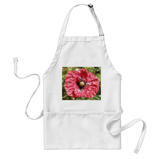 Joli tablier de couleur rouge à fleurs (Devant)