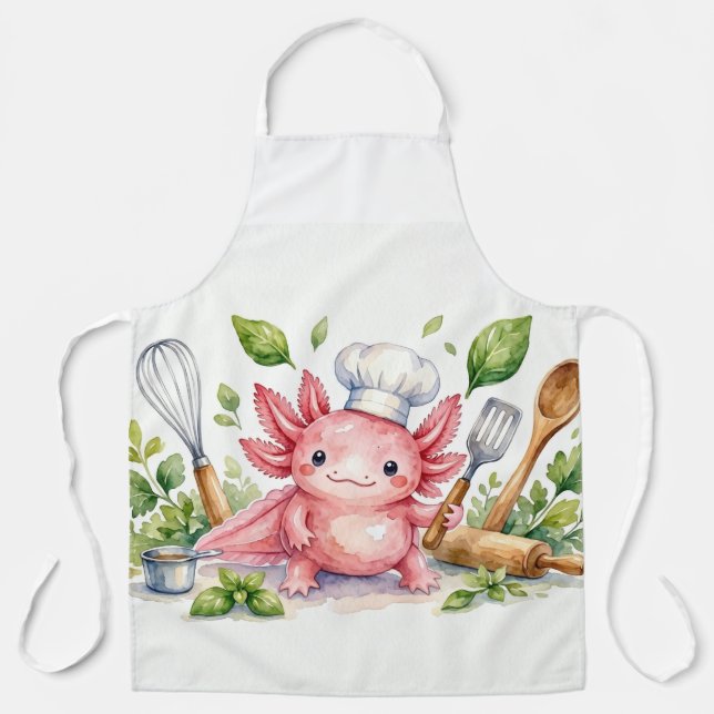Joli tablier de cuisine Axolotl Kawaii Chef | Gi F (Recto)
