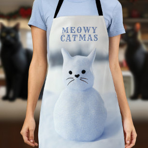 Joli tablier de cuisine pour Noël avec chat enneig