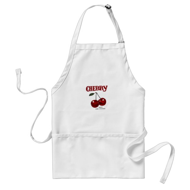 Joli tablier de cuisine vintage rouge cerise (Devant)