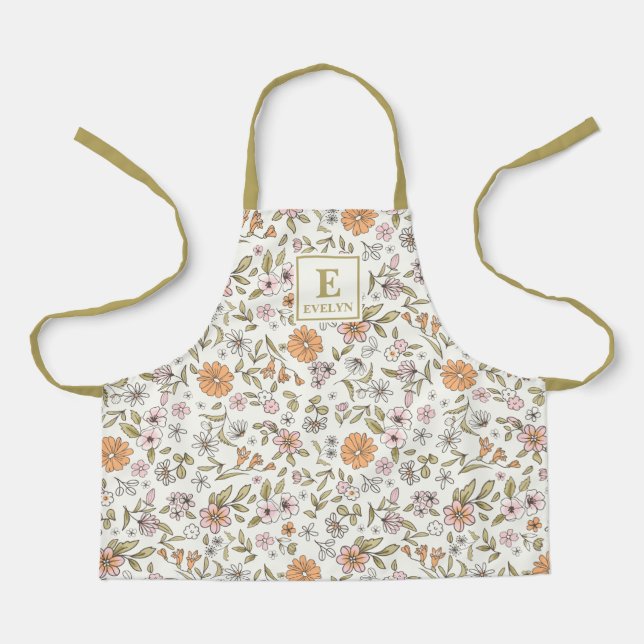 Joli tablier de fille avec des fleurs sauvages (Recto)