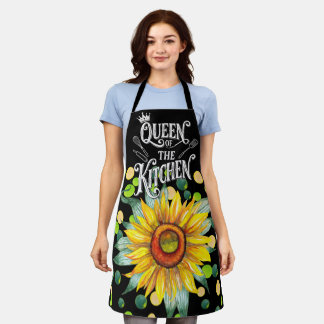 Joli tablier floral pour femmes, Reine de la cuisi