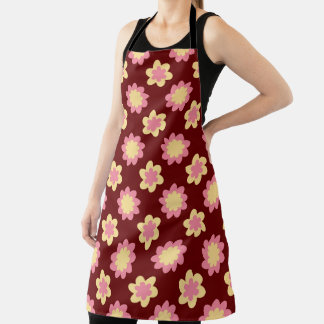 Joli tablier floral rose et jaune