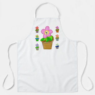 Joli tablier grand avec fleurs en pot Rosy Posy mi