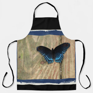 Joli tablier noir et bleu papillon