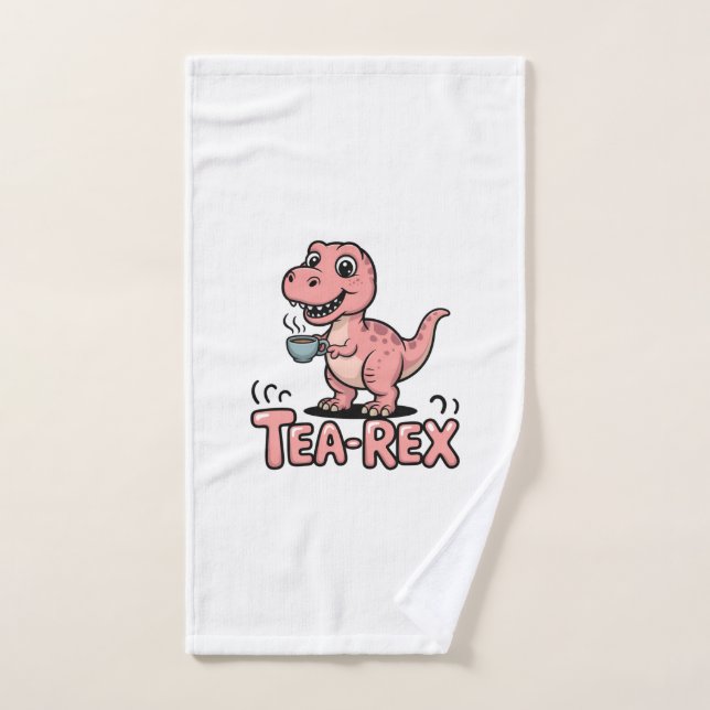 Joli Tea-Rex Dinosaure Rose – Ça arrive de boire ! (Serviette à main)