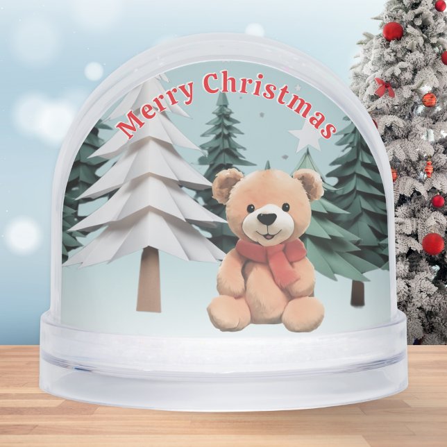 Joli Teddy Joyeux Noël Message personnalisé (A personalized snowglobe with cute teddy picture, Merry Christmas greeting and snow scenes)