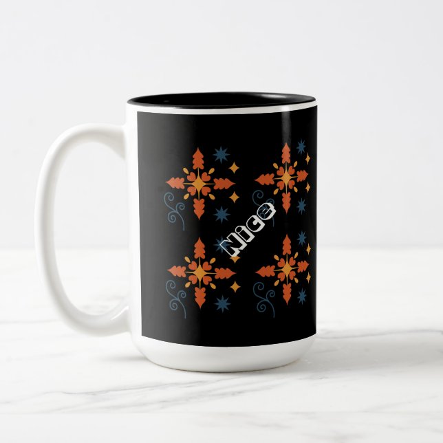 Joli texte avec mug tasse deux tons de style de co (Gauche)