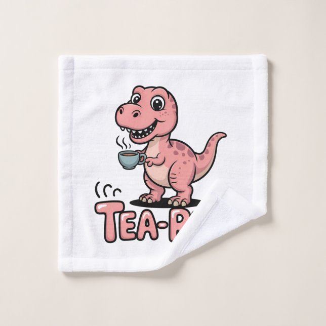 Joli Thé-Rex Dinosaure Rose – Le Thé Arrive ! (Gant de toilette)