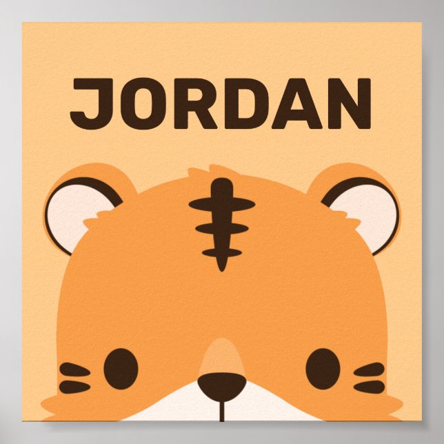 Joli tigre avec affiche de nom personnalisé (Devant)