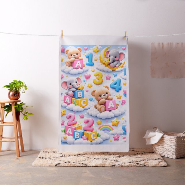 Joli tissu de chiffres ABC d'ours en peluche et d' (In Situ)