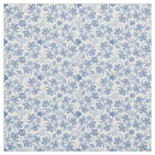 Joli tissu ethnique d'impression florale de bleu