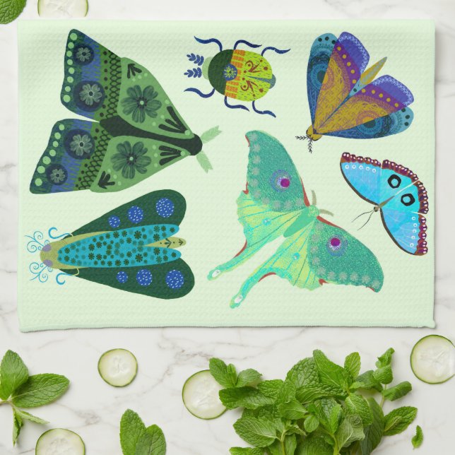 Joli torchon de cuisine papillon et papillon de nu (Plié)