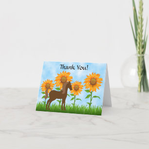 Joli tournesol et Carte de remerciements à cheval
