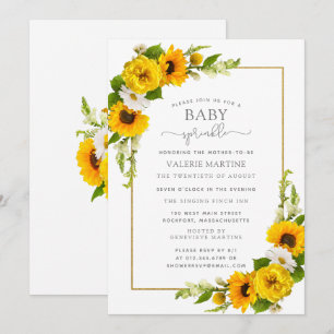 Joli tournesol Floral Baby Sprinkle Invitation