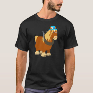 Joli Trait Cartoon Breton Cheval T-Shirt