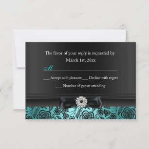Joli Turquoise Floral & Bow RSVP