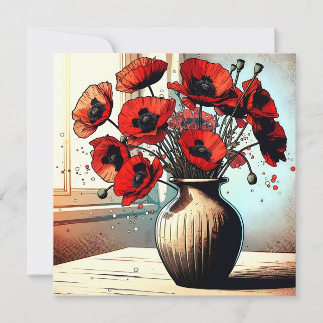 Joli Vase de Red Poppies (Devant)
