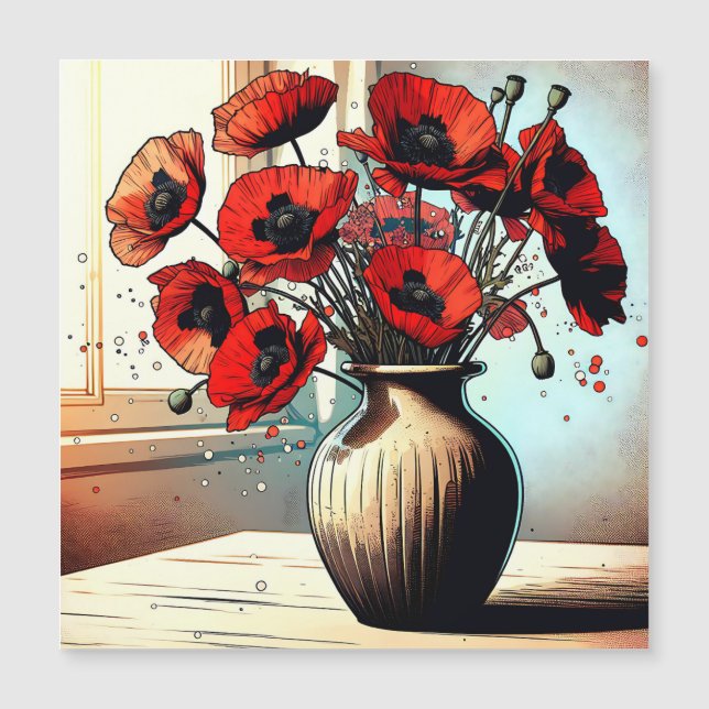 Joli Vase de Red Poppies ai art (Devant)