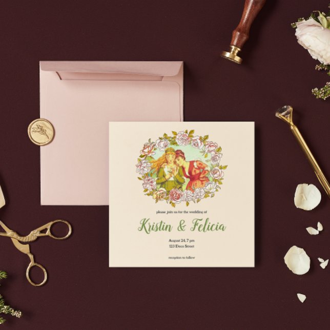 Joli Vintage Art Nouveau LGBTQ Mariage de deux mar (Créateur téléchargé)