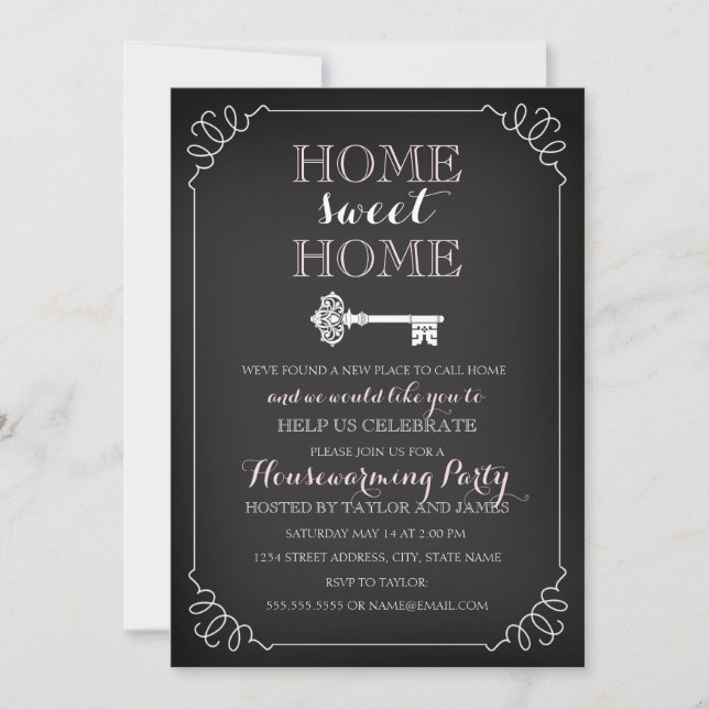Joli Vintage Chalkboard Invitation de chauffage do (Devant)
