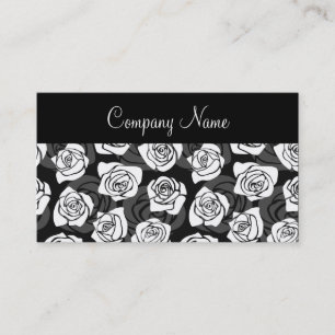 Joli Vintage noir et blanc roses Carte de visite