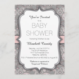 Joli Vintage Paisley Pink Baby shower Invitation