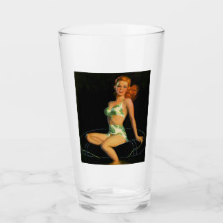 Joli Vintage Pin Up Girl Art Pint Verre