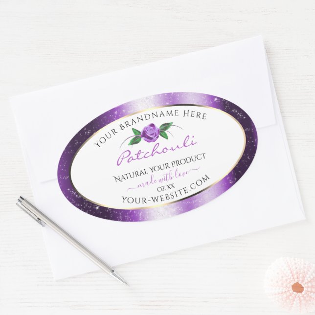 Joli violet et blanc Étiquette de produit Rose Flo (Enveloppe)
