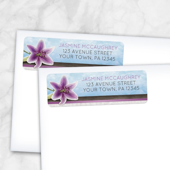 Joli violet Étiquettes de adresse Lily (Créateur téléchargé)