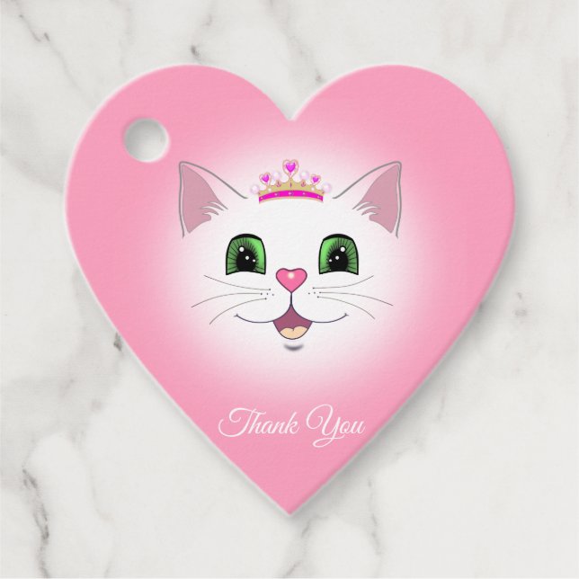 Joli visage de chat royal avec couronne Étiquette  (Devant)
