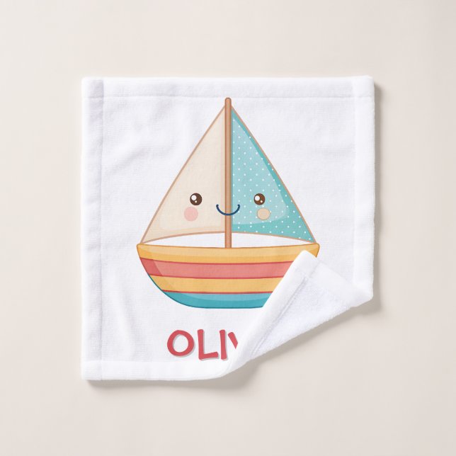Joli Voilier Nautique Coloré (Gant de toilette)