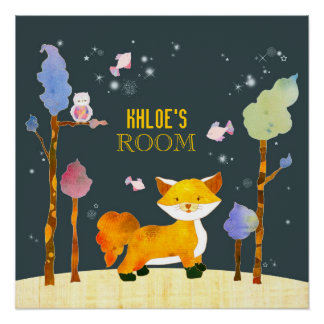 Joli Woodland Fox Personnalisable Posters de chamb