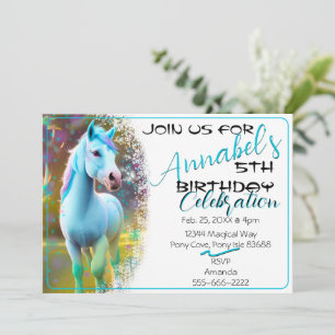Jolie 3D Spirit Pony 28 Invitation anniversaire