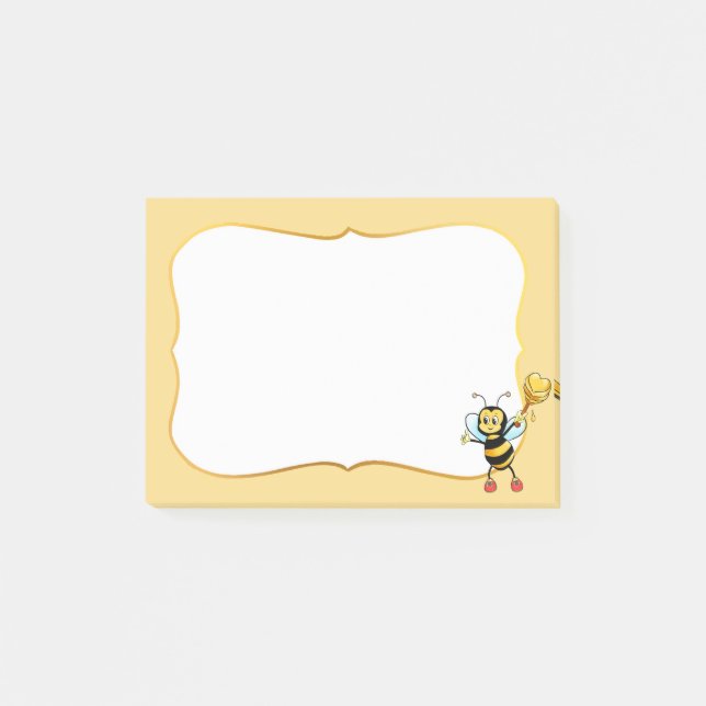 Jolie abeille à miel sur des Post-it (Devant)