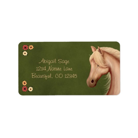 Jolie adresse de poney de palomino et de cheval de étiquette d'adresse