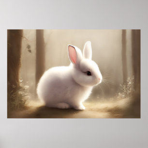 Jolie affiche bébé lapin à l'aquarelle